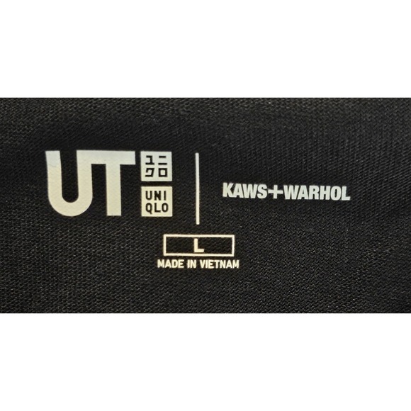 Uniqlo Kaws x Andy‎ Warhol Kaws/Robot Black T-Shirt Graphic Tee Size Large - Picture 4 of 5